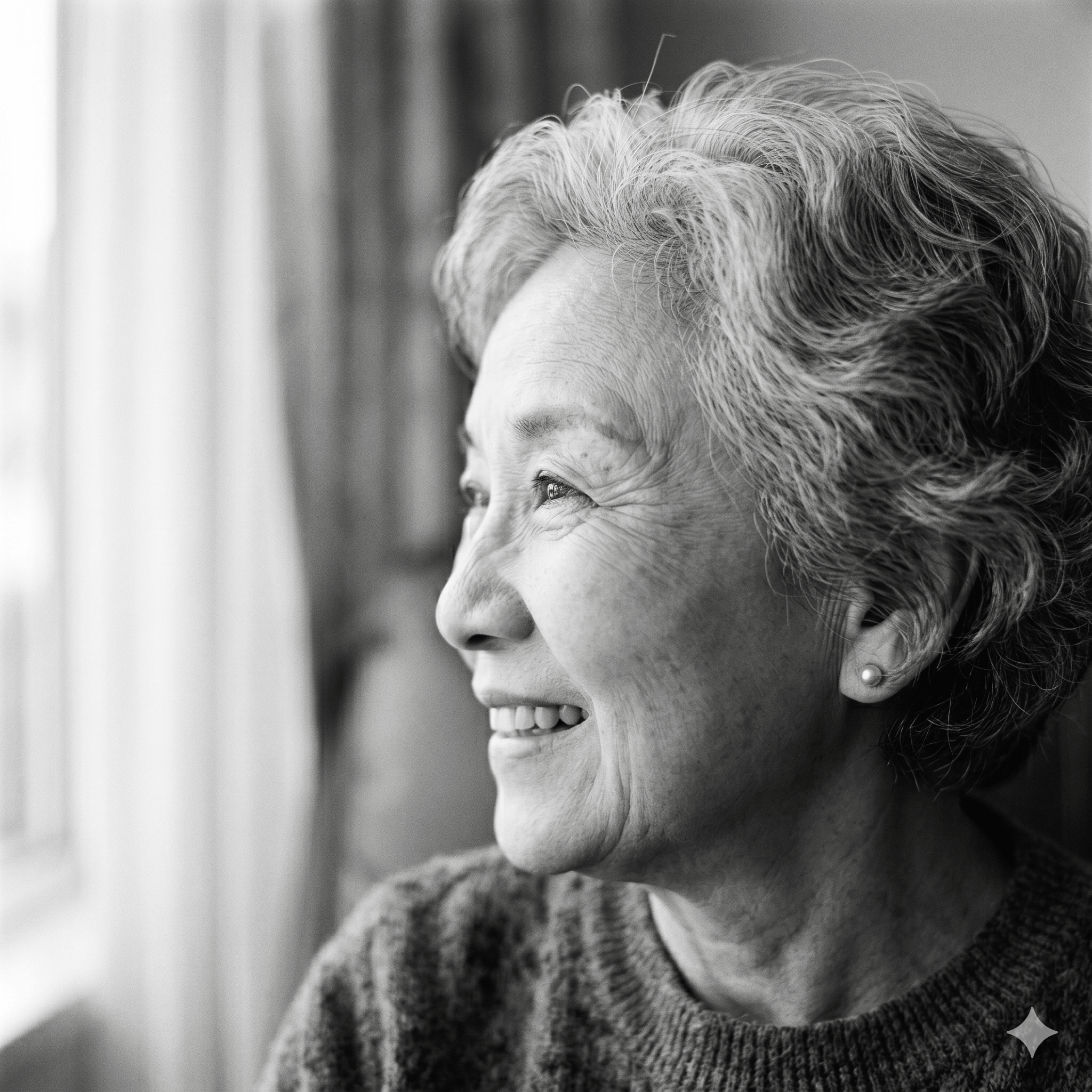 Sample portrait of Mei Lin Huang, gazing out a window